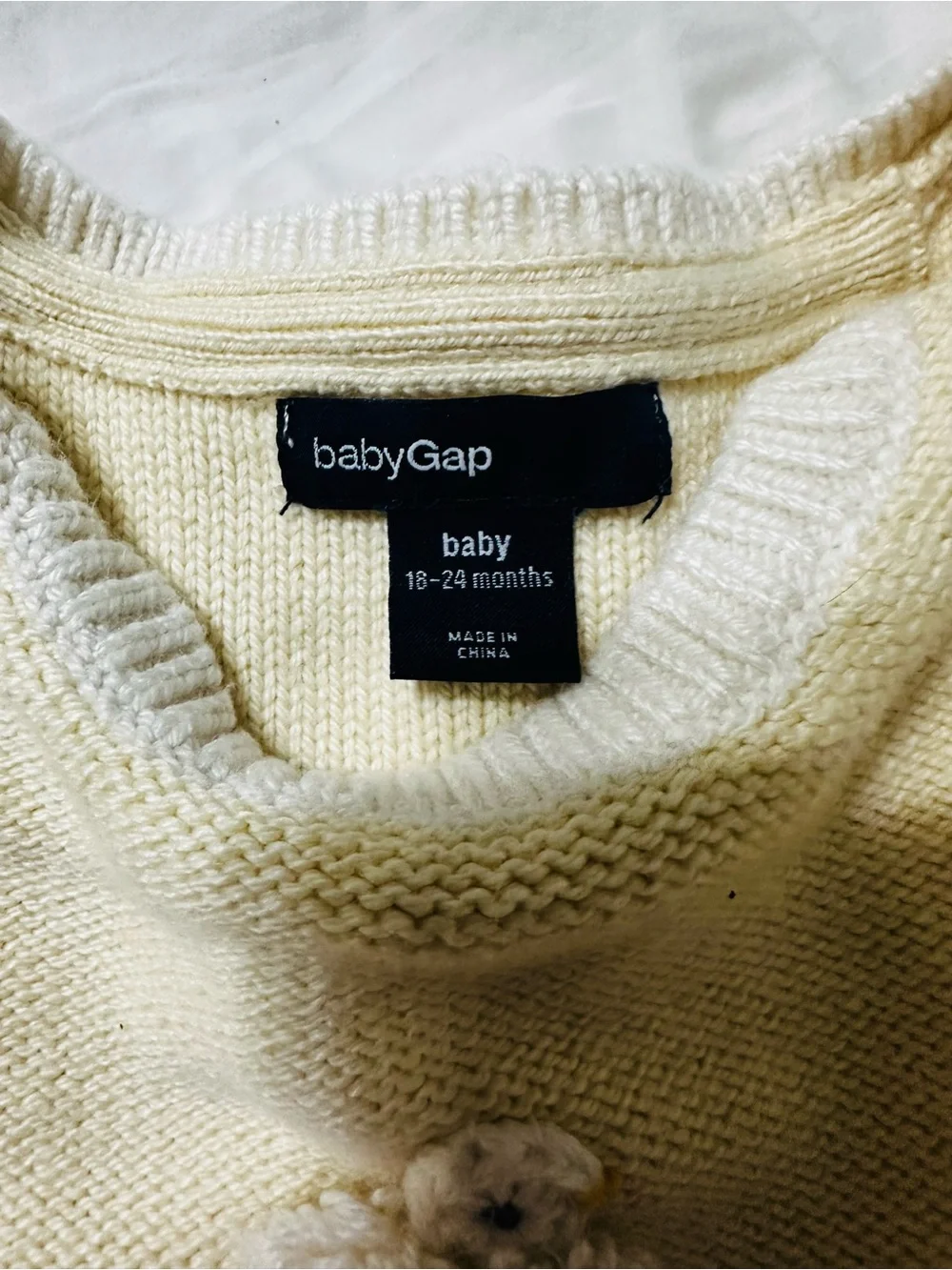 Baby Gap Cream Knit Baby One-Piece with Duck Embroidery